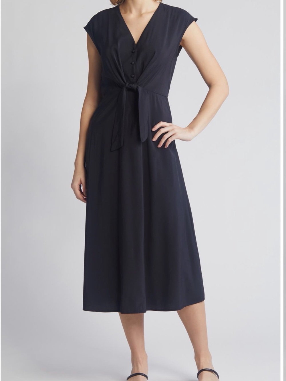 Julia Jordan Tie Waist Midi Dress Olive Green Size 6